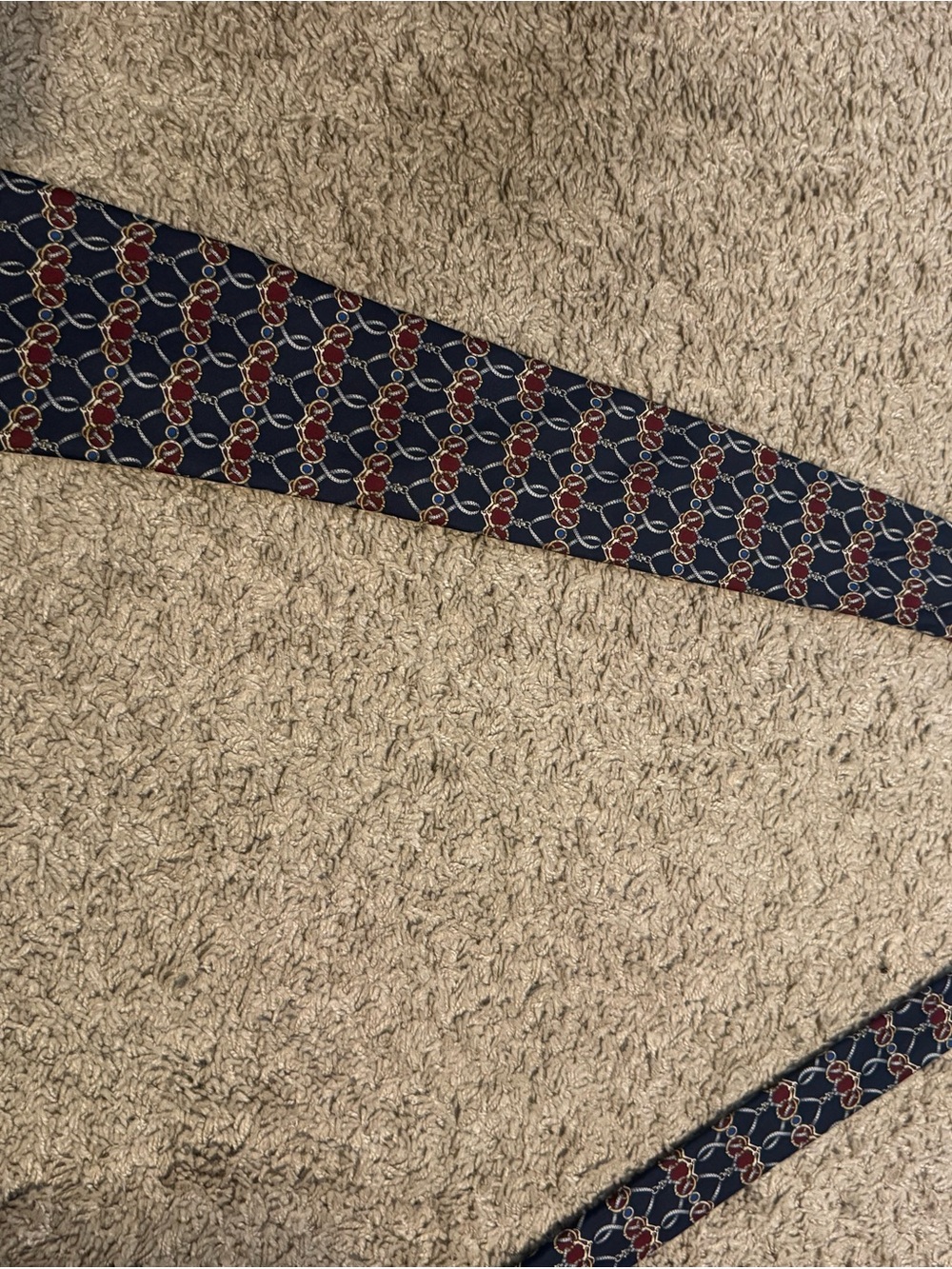 Savile Row Men’s Dark Blue Red White Patterned Necktie